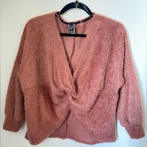 Mauve pink Windsor fuzzy sweater